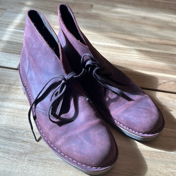 CLARKS  Bushacre 2 aubergine leather chukka boot main image 9